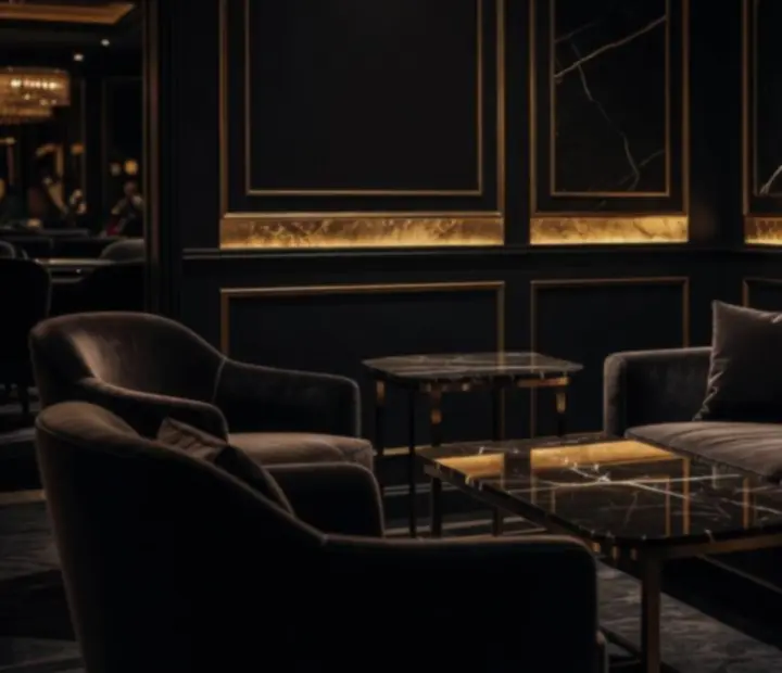 Luksusowy, prywatny lounge Velvet & Royal nocą